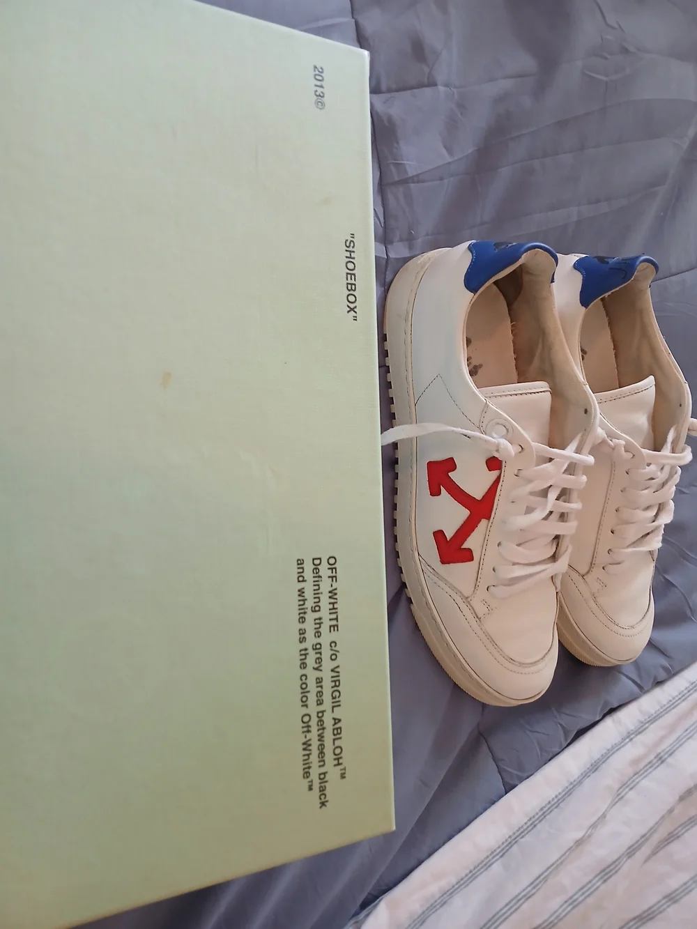 Off-White White Leather Sneakers with Red Arrow Detail